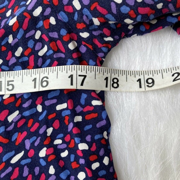 Talbots Blouse Sz XS Colorful Long Sleeve Smocked Fringe Tie Neck Elastic Womens - Picture 7 of 9